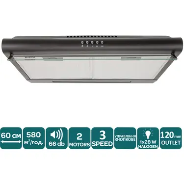 Витяжка VENTOLUX ROMA 60 BK 2M LUX