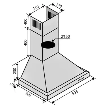Витяжка Ventolux LAZIO 60 INOX (1000) LED